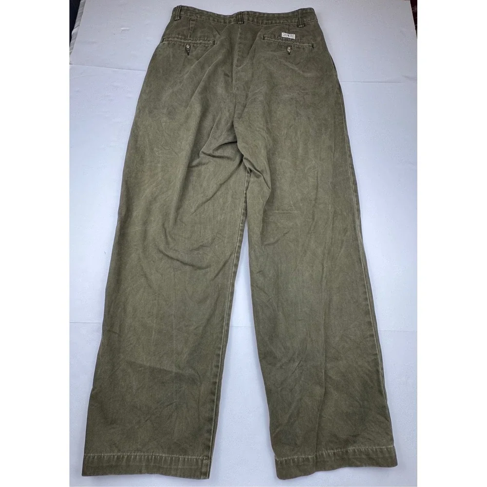 Polo Ralph Lauren Chino Pants 32x30 Olive Green Cotton Pleated Classic Preppy